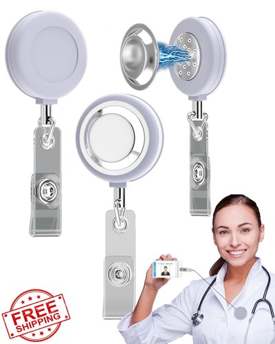 Heavy duty badge reel - badge, white