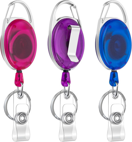 3pcs retractable badge reel - retractable,